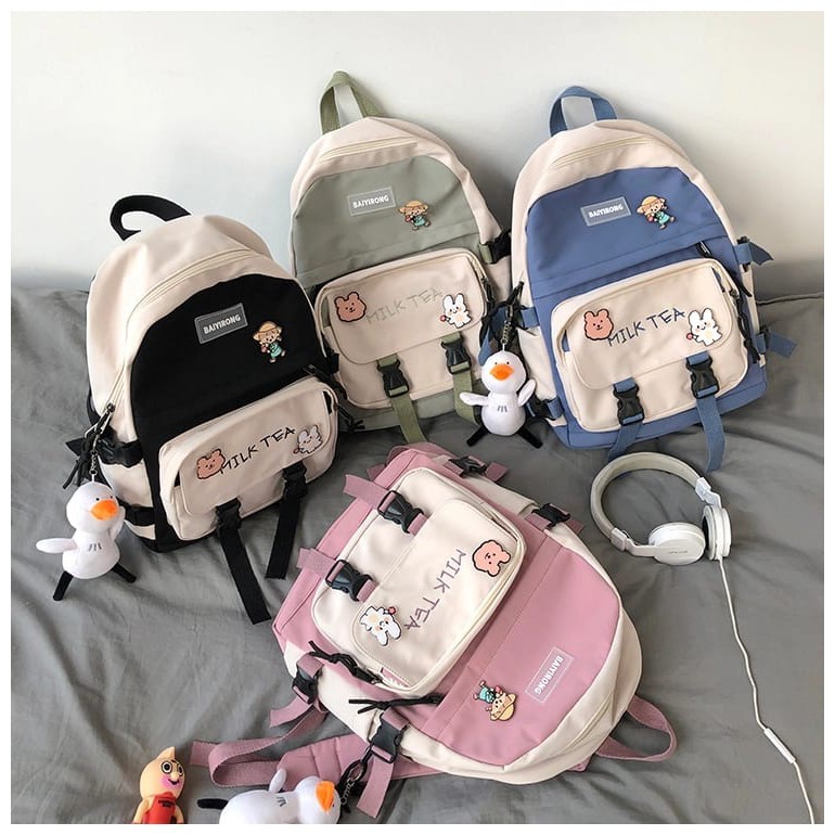 Cute Mini Backpack School Bag, Korean Style Fashion, Modern Children's Backpack, MILK TEA Character Kids Backpack
