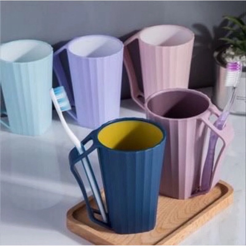 Toothbrush Cup Mouthwash Toothpaste Holder Bathroom Drinking Cup Multipurpose Handle