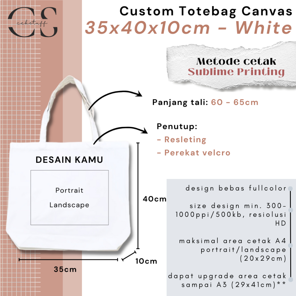 (35x40x10) Custom Totebag Canvas Aesthetic Original Unit/Women's Bag/College Totebag/College Bag/School Bag/Souvenir/Kpop Merchandise