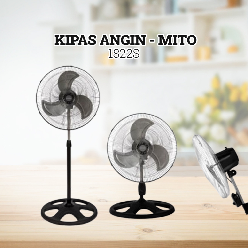 MITO 1822S Industrial Fan 3 In 1 Function Standing, Wall, and Table 18 Inch Stand Fan Desk Fan Wall Fan – Samarinda Nuance