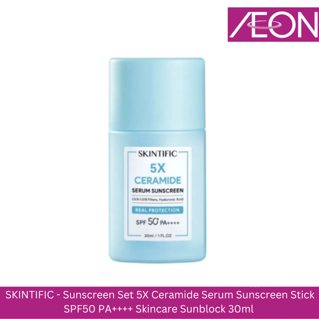 Skintific - Sunscreen Set 5X Ceramide Serum Sunscreen Stick SPF50 PA++++ Skincare Sunblock 30ml