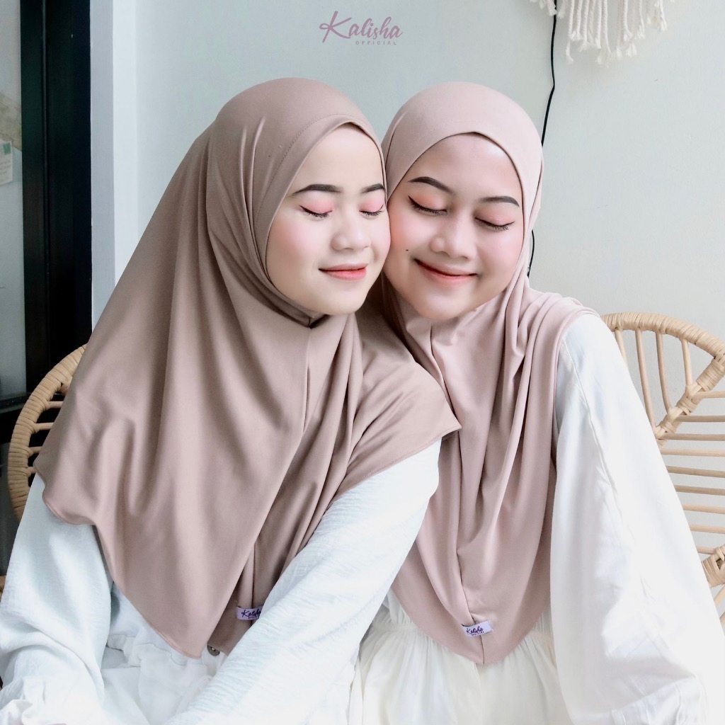Premium size L Hijab Bergo Zaida Malay Kalikha Maudie silver Non Pet Instant Non Pad Sports jersey Daily By Kalishaofficial