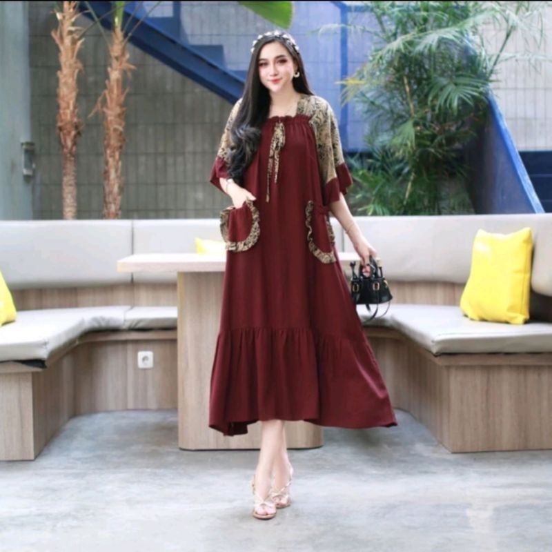 JUMBO RENATA DRESS CRINGKEL FABRIC COMBINATION OF RAYON FITS BB 40-90KG