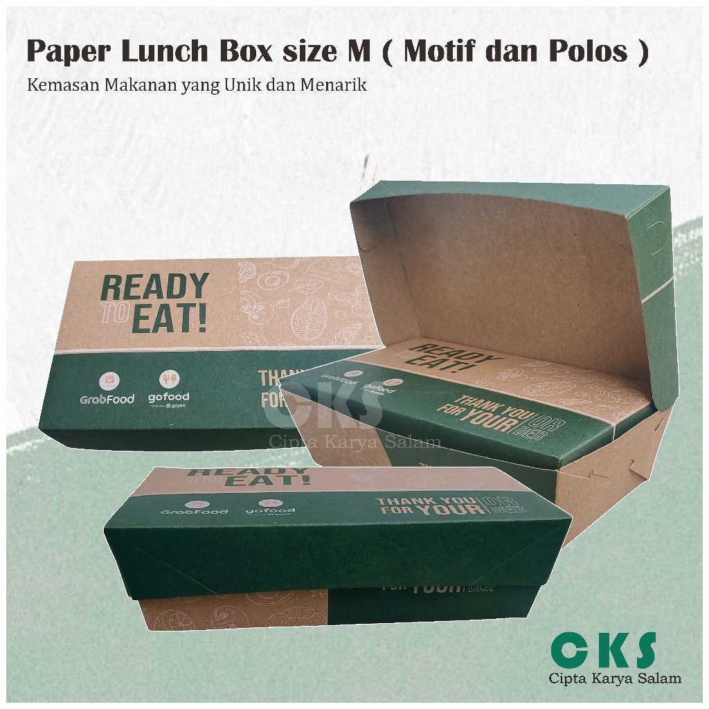 Paper Lunch Box size M Motif and Plain Eco Foodgrade Packaging Paper Dus Rice Grilled Fried Chicken geprek Chicken Penyet Chicken Fried Noodles Kwitaw Chiken Katsu Fried Rice