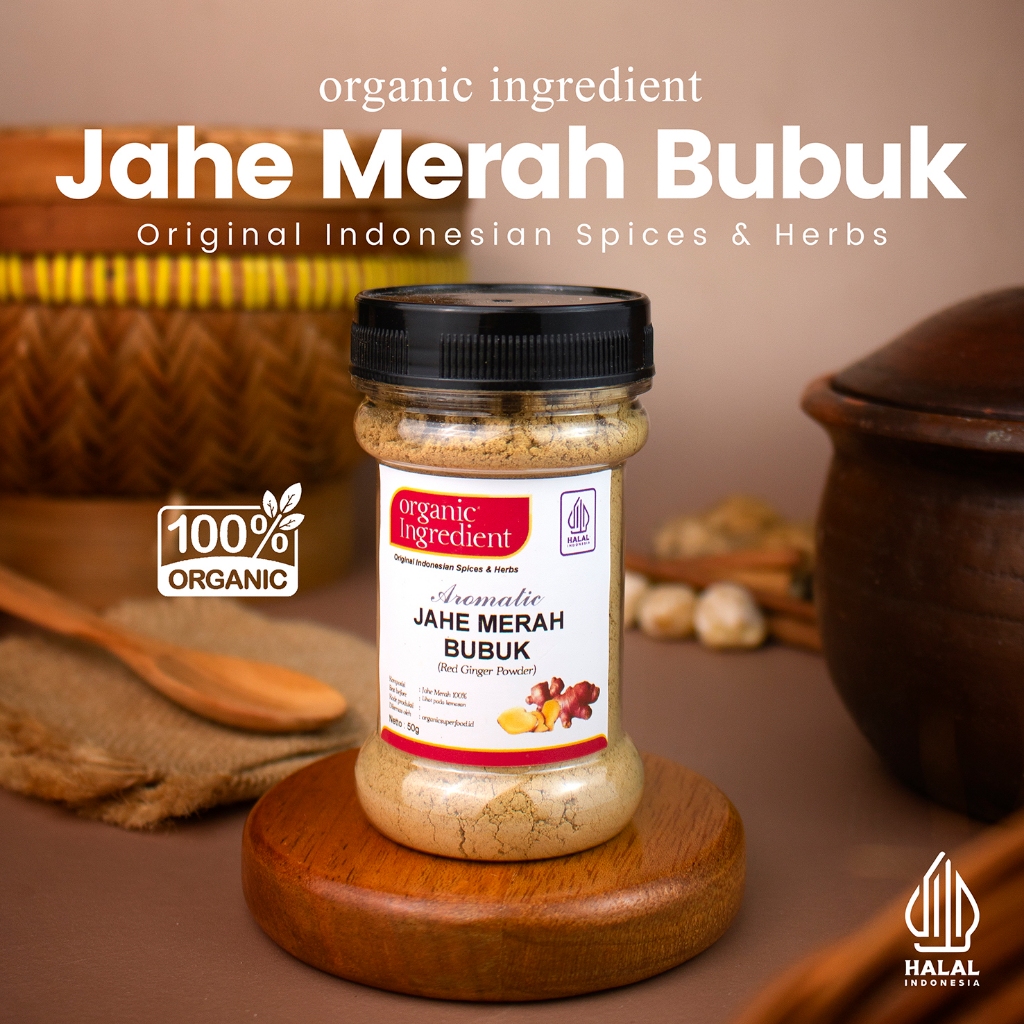 MERAH Organic Ingredient Red Ginger Powder, Original Indonesian Kitchen Spice