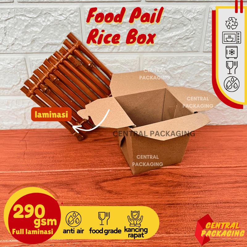 Laminated Kraft Food Pail Paper Take away Rice Box/ Street Food Lunch Box/ Unique, Modern, Food Grade Rice Box/ lunch box food container