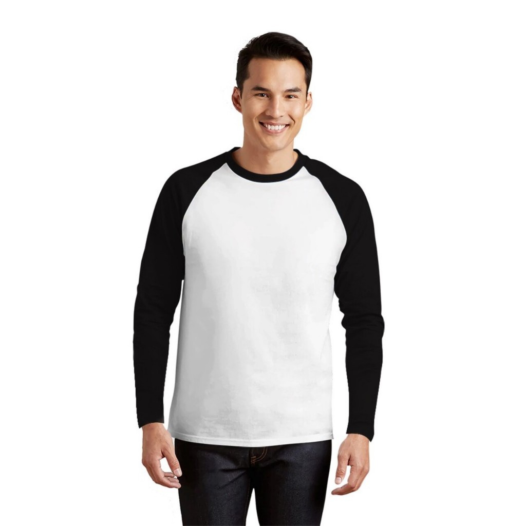DS Plain raglan uniform t-shirt with black long sleeves | Men's Round Collar T-shirt