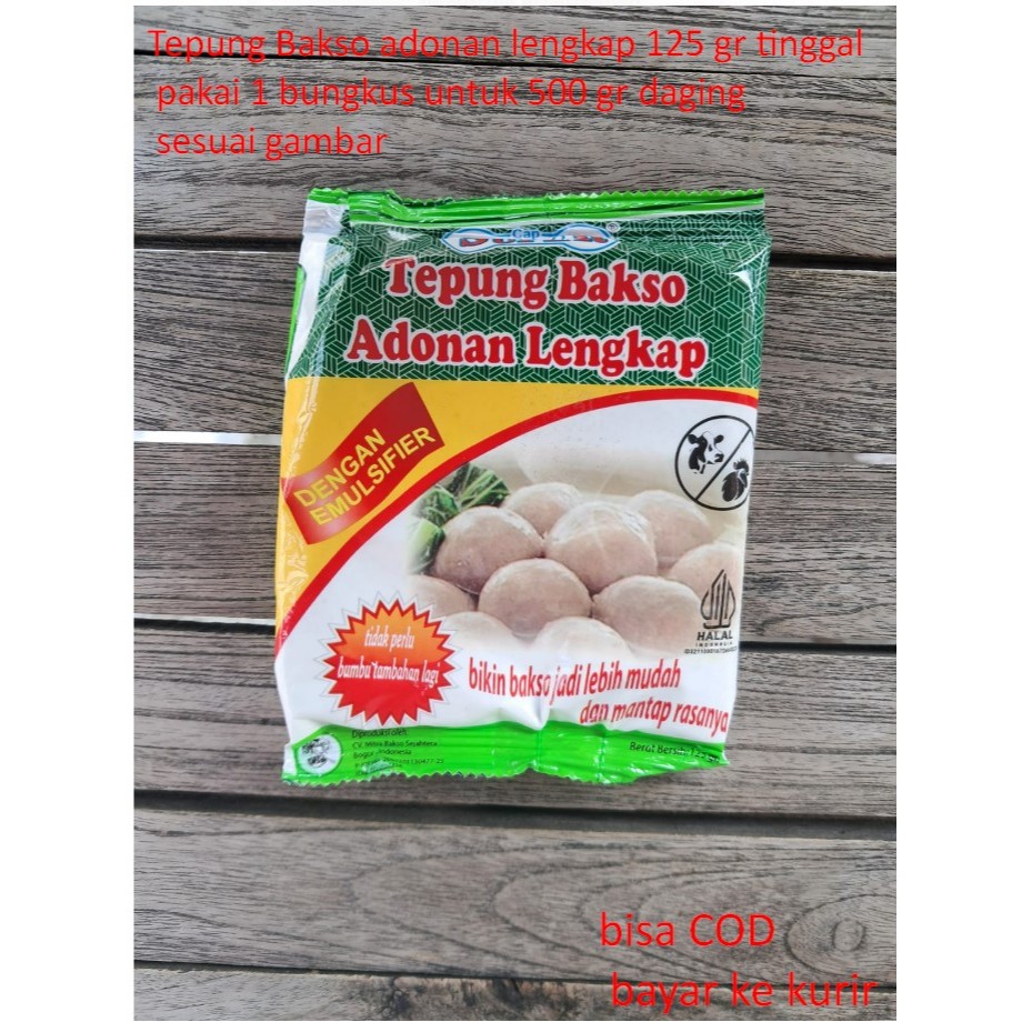Complete 125 gr meatball flour, just use 1 pack for 500 gr of meat according to the picture