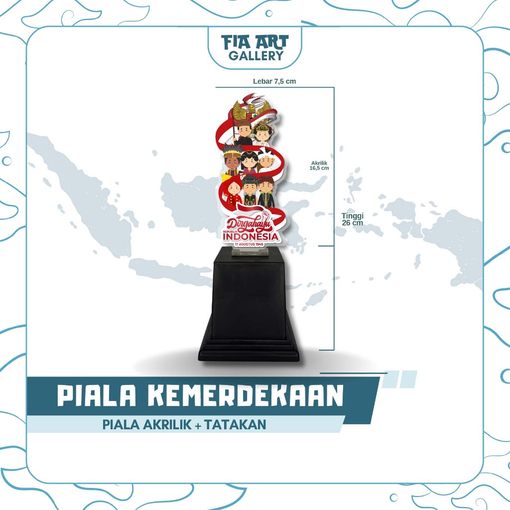 Independence Acrylic Trophy Plus Souvenir Placemat 17th Competition Prize (Limited Edition)Yu Of The Republic Of Indonesia Champion Of Areca Climbing Sack Racing Competition