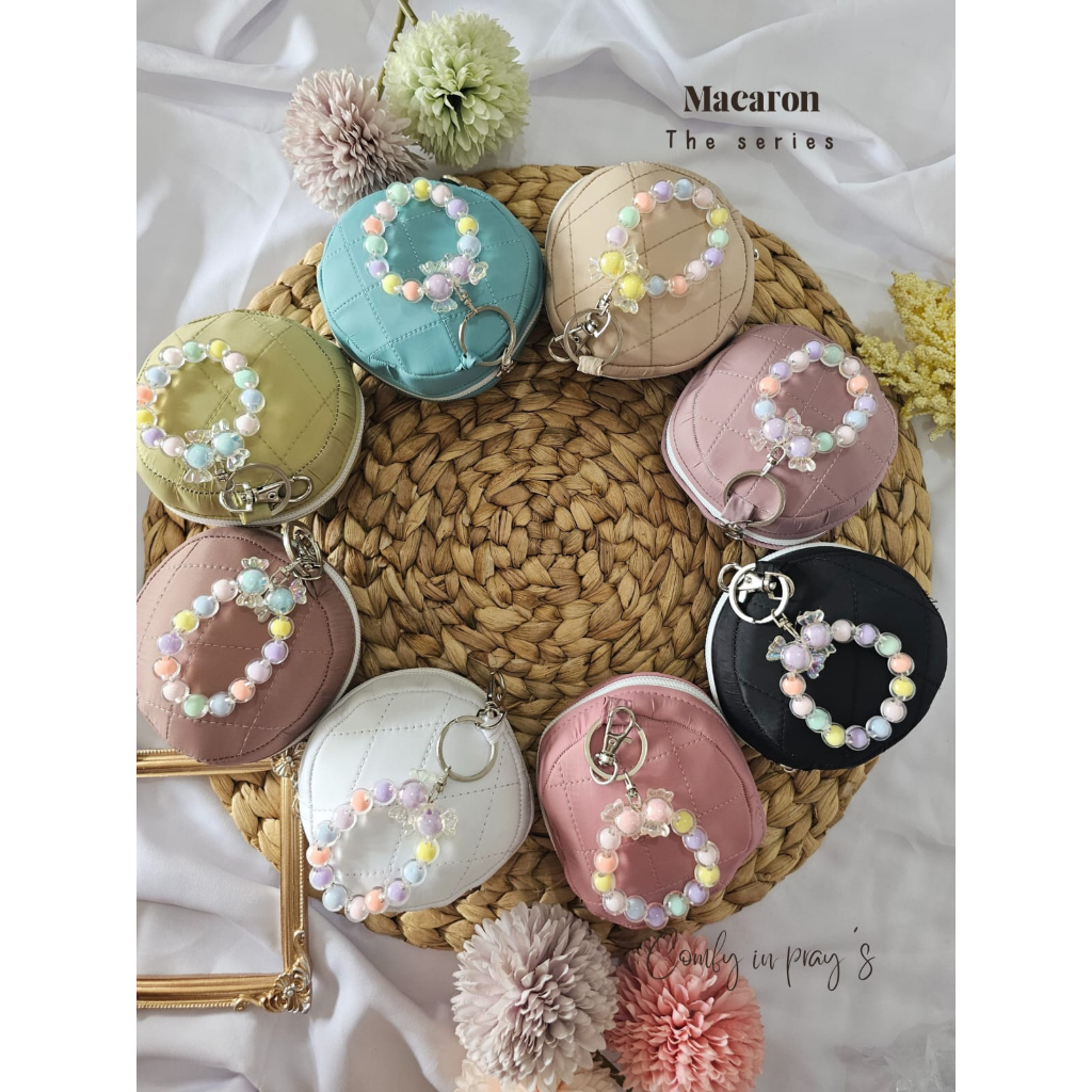 Korean traveling mini parachute MACARON Mukena can be a cute and beautiful couple, complete with hand decorations