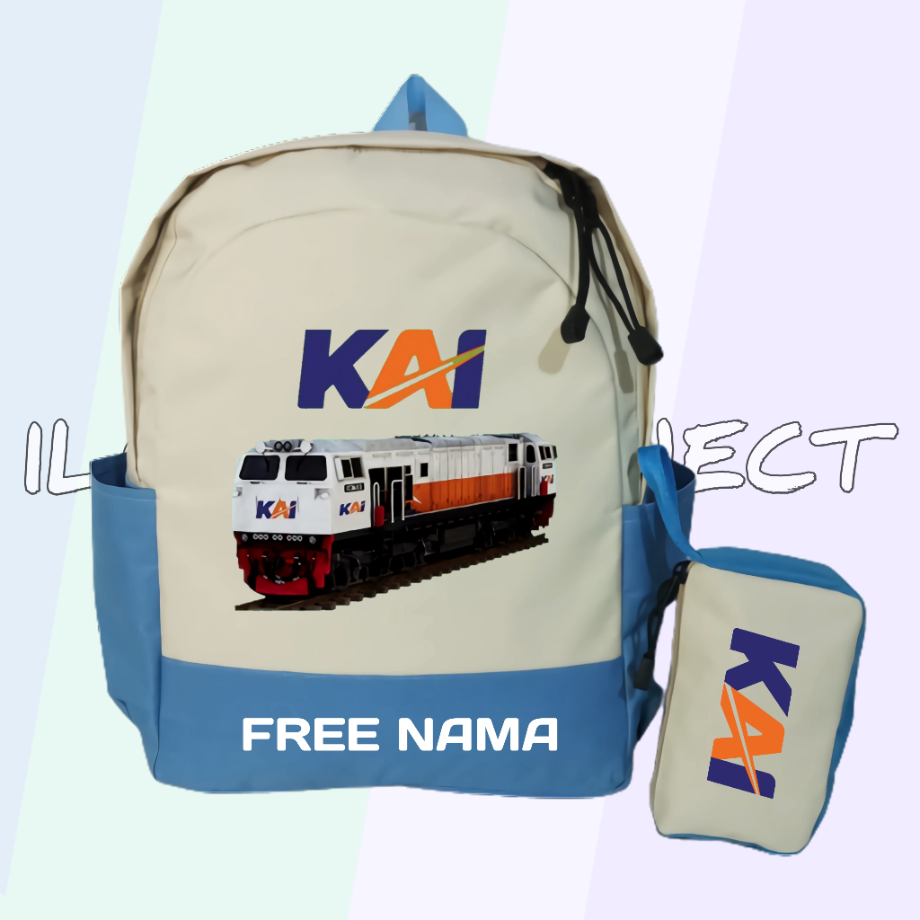 Kai Indonesia Train Kindergarten Elementary School Children's Backpack Unisex Free Name Print