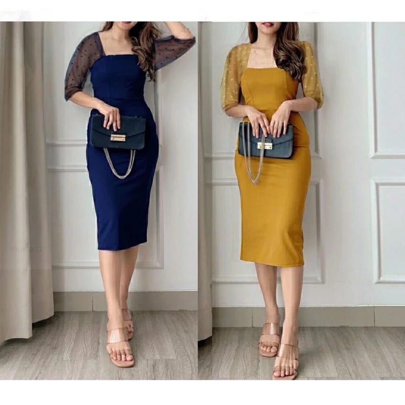 Latest Sinta scuba tile polka dot dress