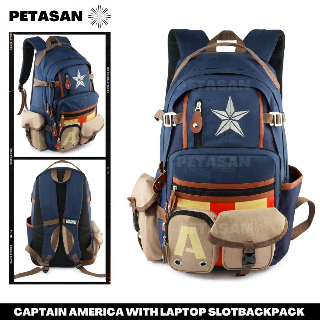 Pts - Marvel Avengers Captain America Backpack - Backpack Backpack - Travel Backpack - Casual Backpack - Men's Women's Backpack - Super Hero Backpack - Backpack - Backpack -