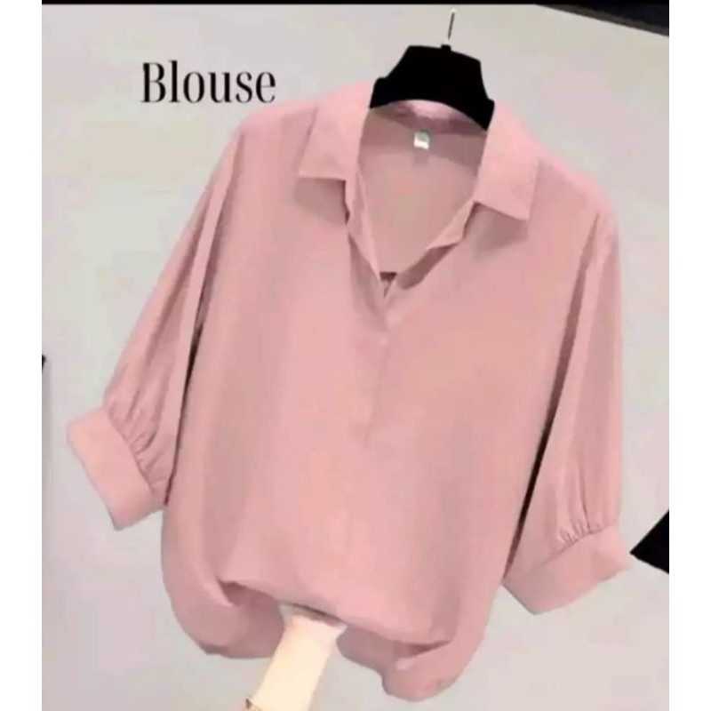 KEMEJA Latest Women's Pleated Blouse Shirt Top, V-Neck, Balloon Sleeves, 3/s4