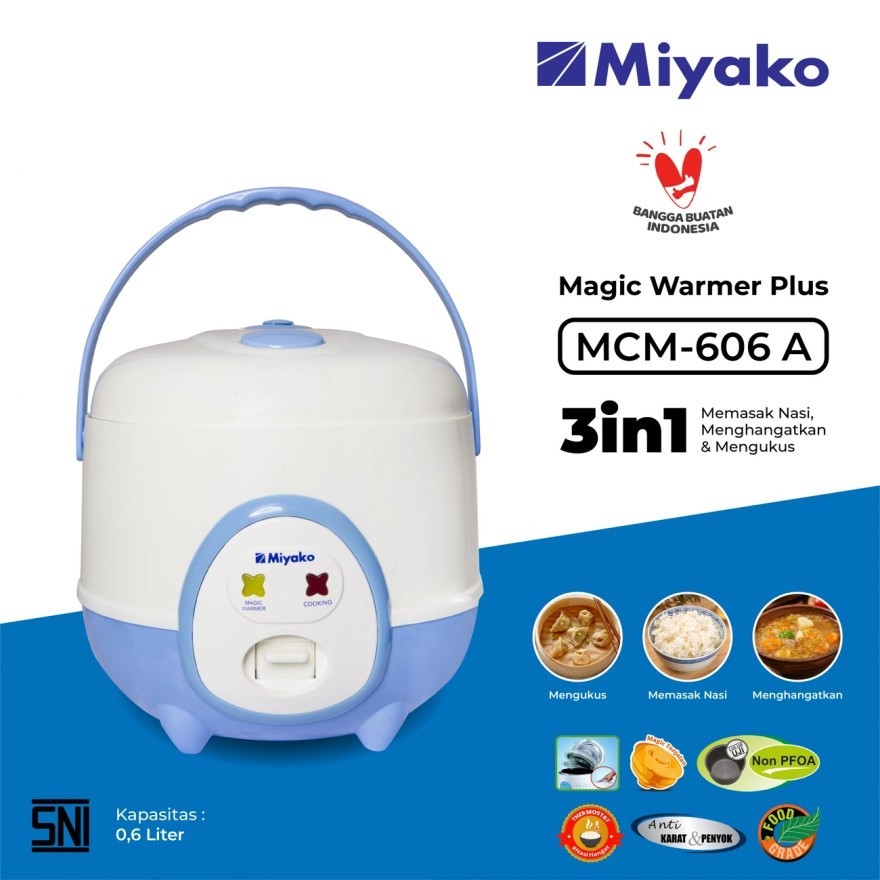 Mini RICE COOKER MIYAKO 3IN1 0.6l Blue MCM 606A Multipurpose RICE COOKER