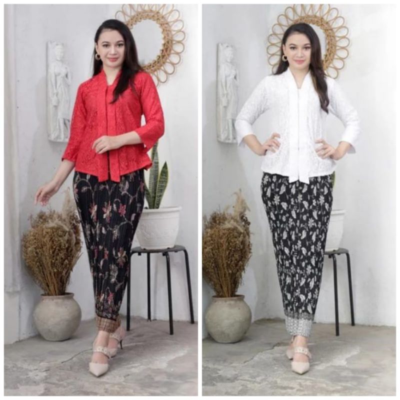 Modern Brocade Kebaya Set Jumbo Kebaya Top 4XL XXXXL Ld 130 Floy Brocade Kartini Kebaya Dress