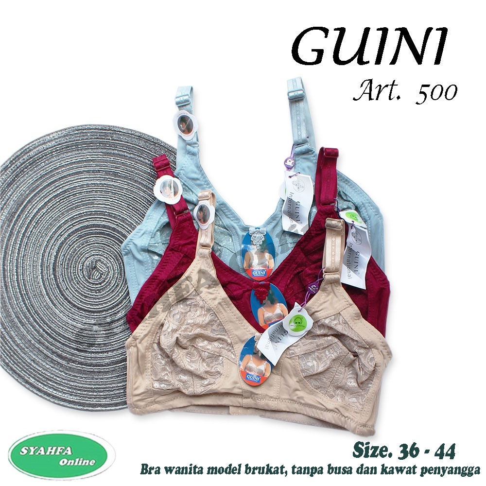 Guini Bra 500 | 3-hook Wireless Brocade Adult Women's Bra - Vantela Online