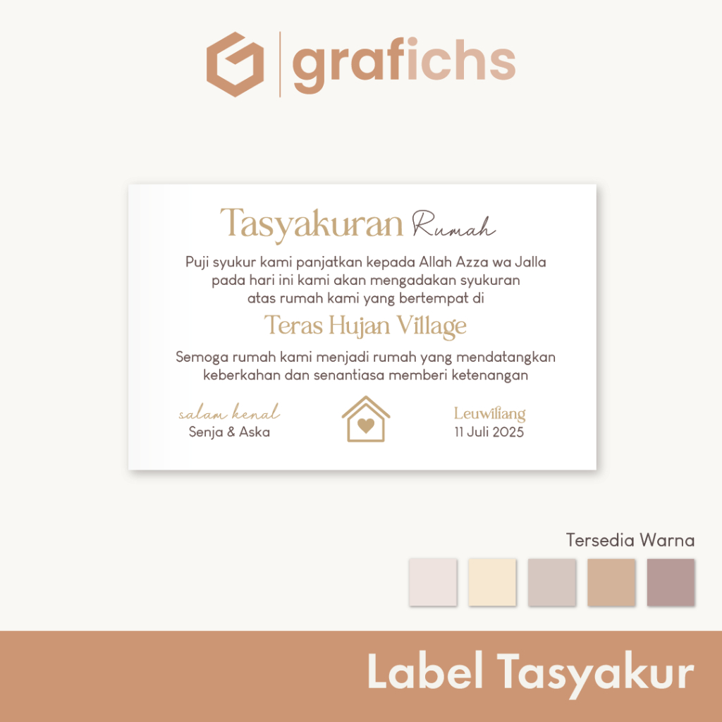 [11 pcs] Kartu dan Label Stiker Syukuran Tasyakur Pindahan Rumah Baru GILT25-30