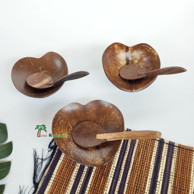 Arenhandicraft Bowl Mask set || Coconut Shell Sauce Bowl/sambal