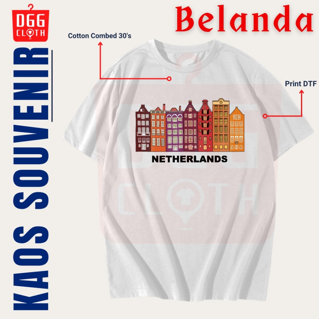 Dgg Cloth Amsterdam Dutch Souvenir T-Shirt, Clothes By Dutch Souvenirs, Type 12 Dutch Country T-Shirts