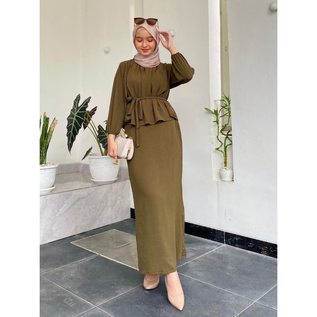 CRINKLE ONESET HIJAB SET WOMEN'S CLOTHING BUSUI FRIENDLY CLOTHES SET | DINI SET CRINGKLE AIRFLOW