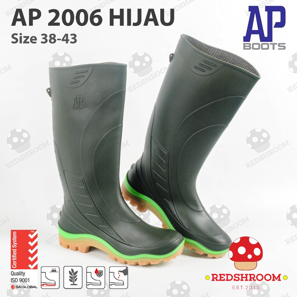 HIJAU LOKAL Flood Bonus 11 High Boots AP 26 AP Boots Green Local Rubber Anti AirSlip Comfortable Garden Waters Can Be Trusted