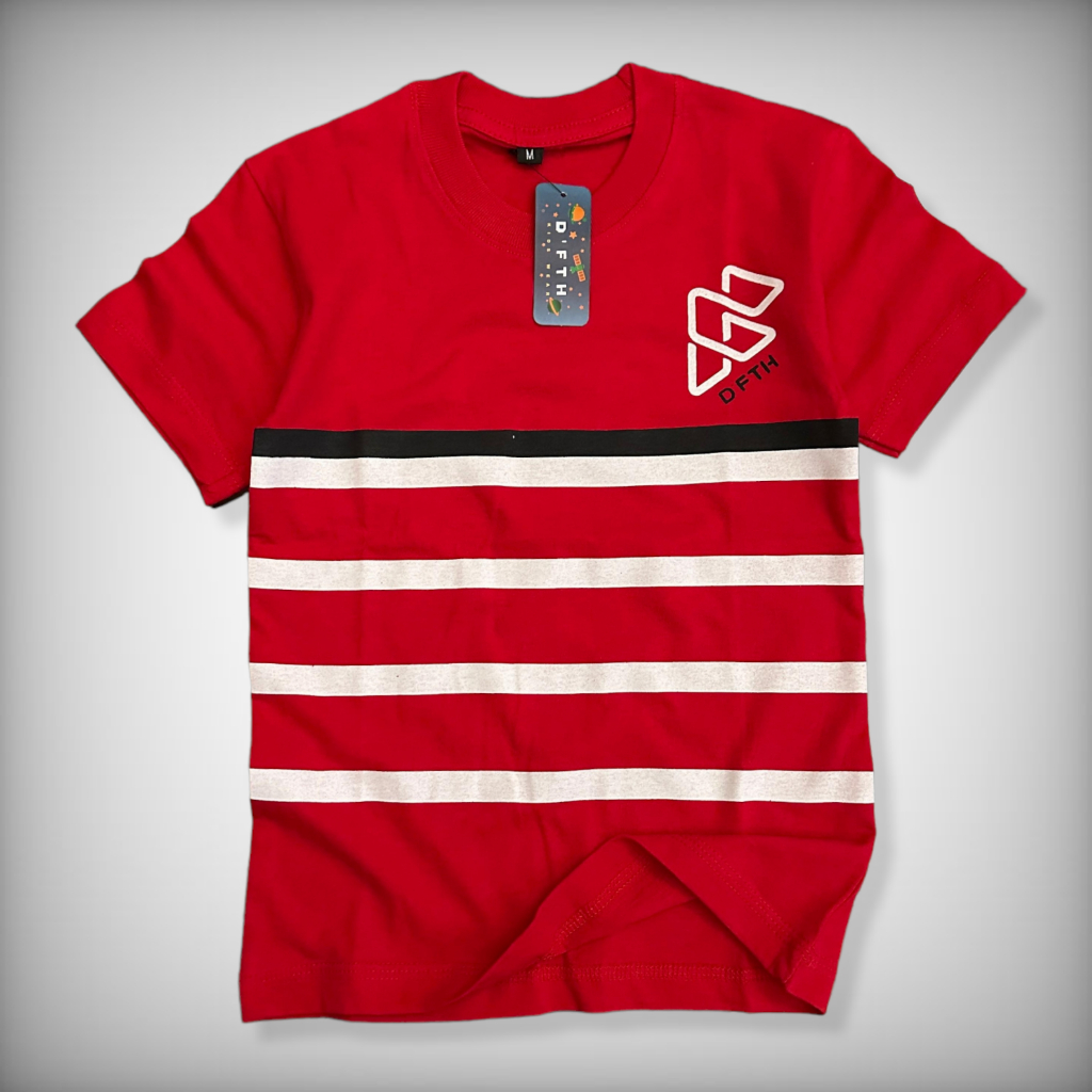 MERAH Red Children's Distro T-Shirt GRS - 01 Children's Striped T-Shirt/