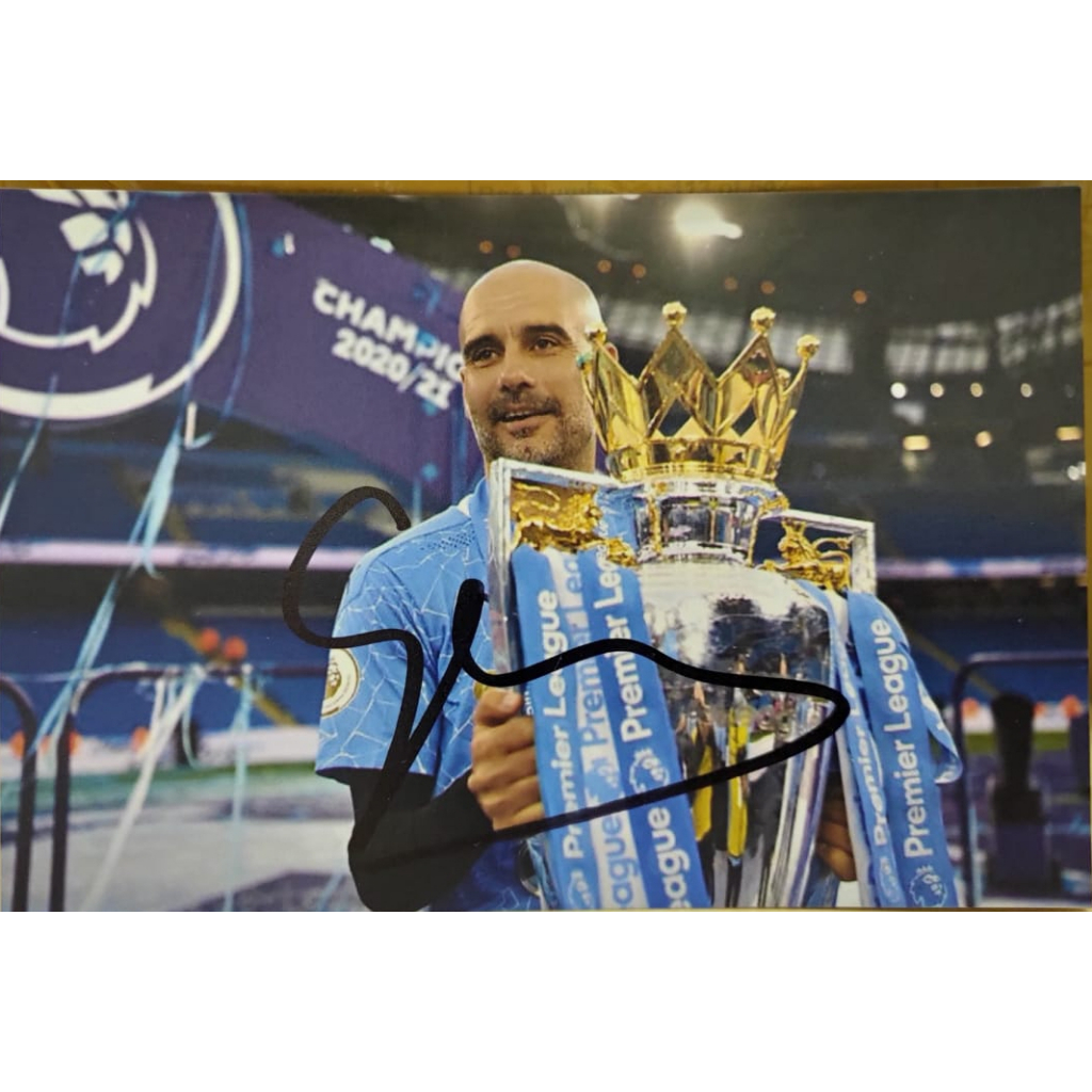 Pep Guardiola Signed Photo PEP002 Manchester City Premier League Trophy With Certificate