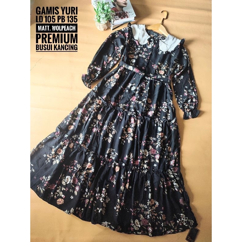 Premium IMPORTED WOLPEACH GAMIS PRI YURI FASHION ROUND COLLAR BUSUI MOTIF DRESS RAYA DAILY OUTFIT BEST PARTY GAMIS