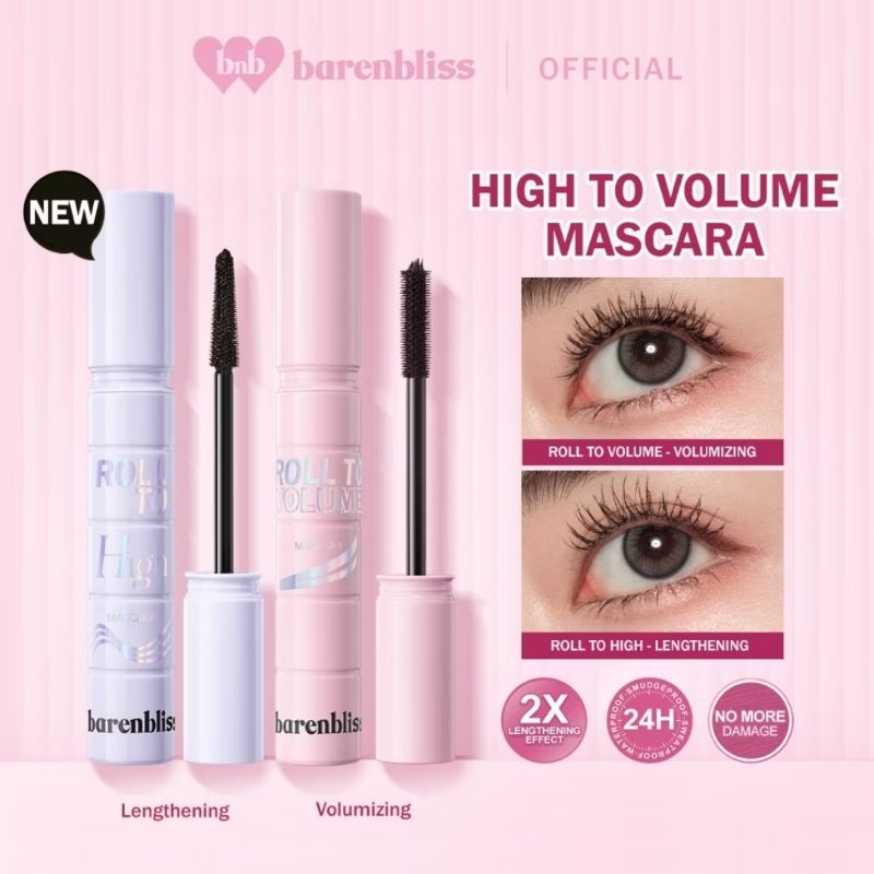 Bnb barenbliss Roll To High Roll To Volume Mascara Long Lasting Waterproof Smudgeproof Lengthening Volumizing Mascara