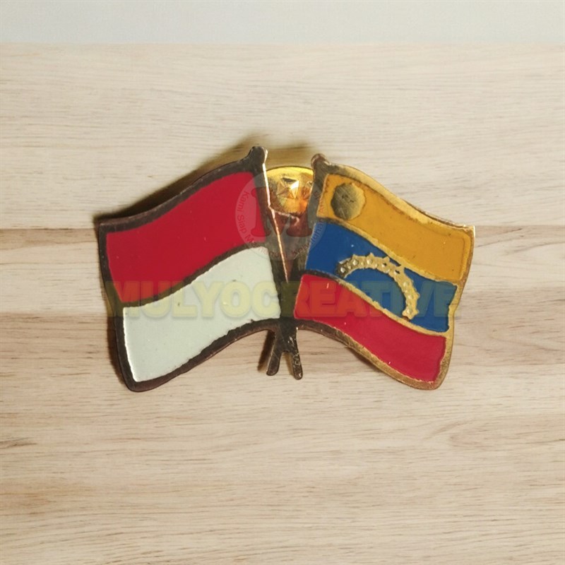 Indonesian Venezuela Friendship Flag Collar Pin Badge