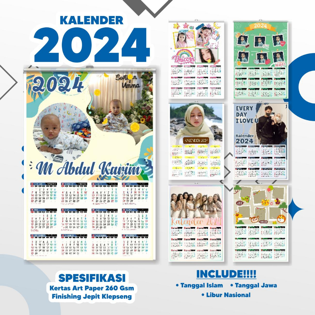 Print Wall Calendar, CUSTOM KLEPSENG Calendar FAMILY Photo FAMILY Size A3