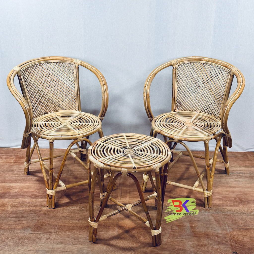 1 Set Backrest Rattan Patio Chair, Borneo Kalimantan