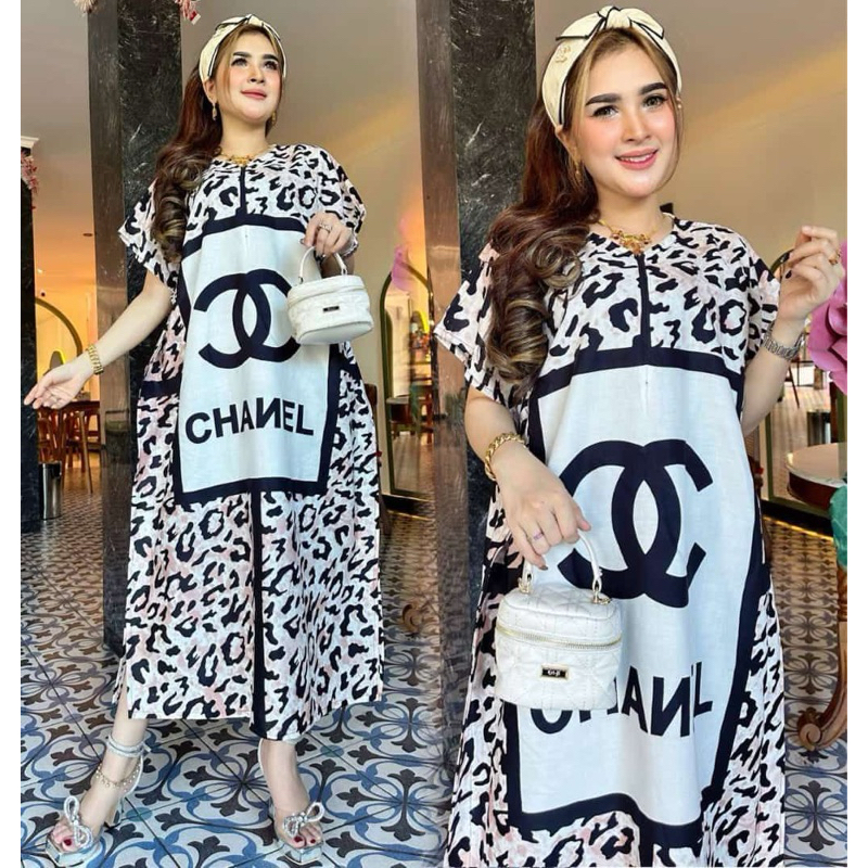 JUMBO LOWO DRESS FOR BUSUI LD 120 FRONT ZIPPER MODERN BRANDED MOTIF JUMBO RAYON BAT DRESS