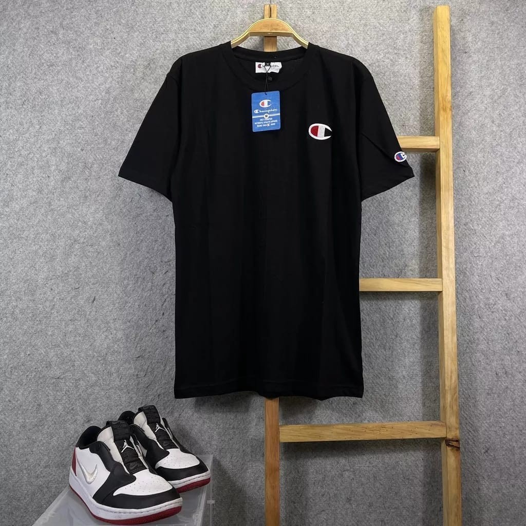 Champion SMALL C TSHIRT T-SHIRT EMBROIDERED TEE BLACK