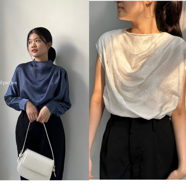 KEMEJA Mijoo SILK BLOUSE KOREAN BLOUSE SILK SATIN BAJU MISS NOVIA MIS BOVIA LUXURY CONDANGAN TOP SOPAN BAJU WOMEN TOP SHIRT SHIRT OFFICE CLOTHES WOMEN'S CASUAL CLOTHES TURTLE NECK SILK ADEM LONG SLEEVE TOPS FOR WOMEN PLAIN HIJAB FRIENDLY