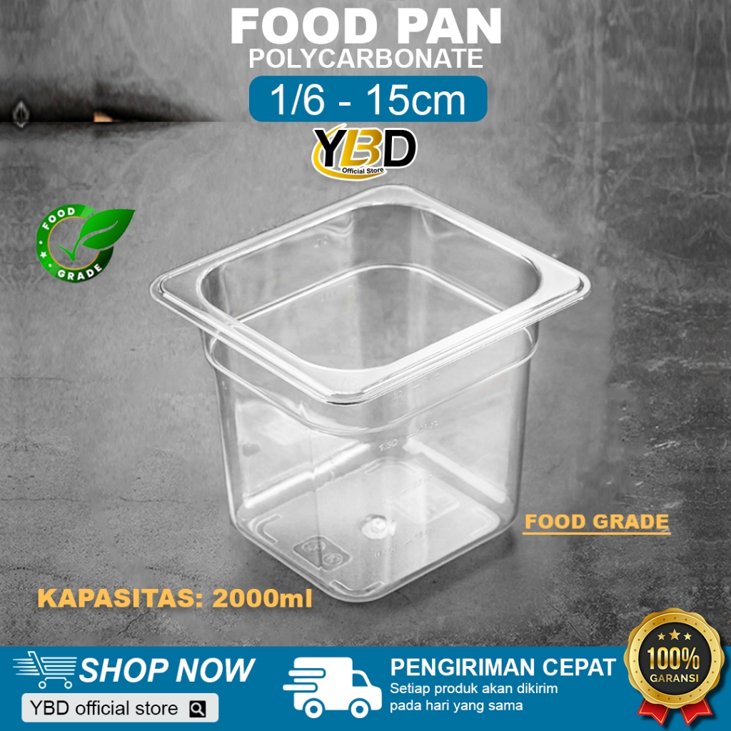 Polycarbonate food pan 1/6 x 15cm (17.6 x 16.2 x 15cm)/transparent Plastic food pan/Insert polycarbonate gastronom food pan chafing dish/Storage Holder/Acrylic Buffet Serving Container/Vegetable Holder/ Seasoning Container