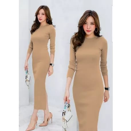 Women's Long Dress, Women's Casual Knitted Bodycon Dress, Latest Women's Knitted Body Press Brocade Dress, ISEY