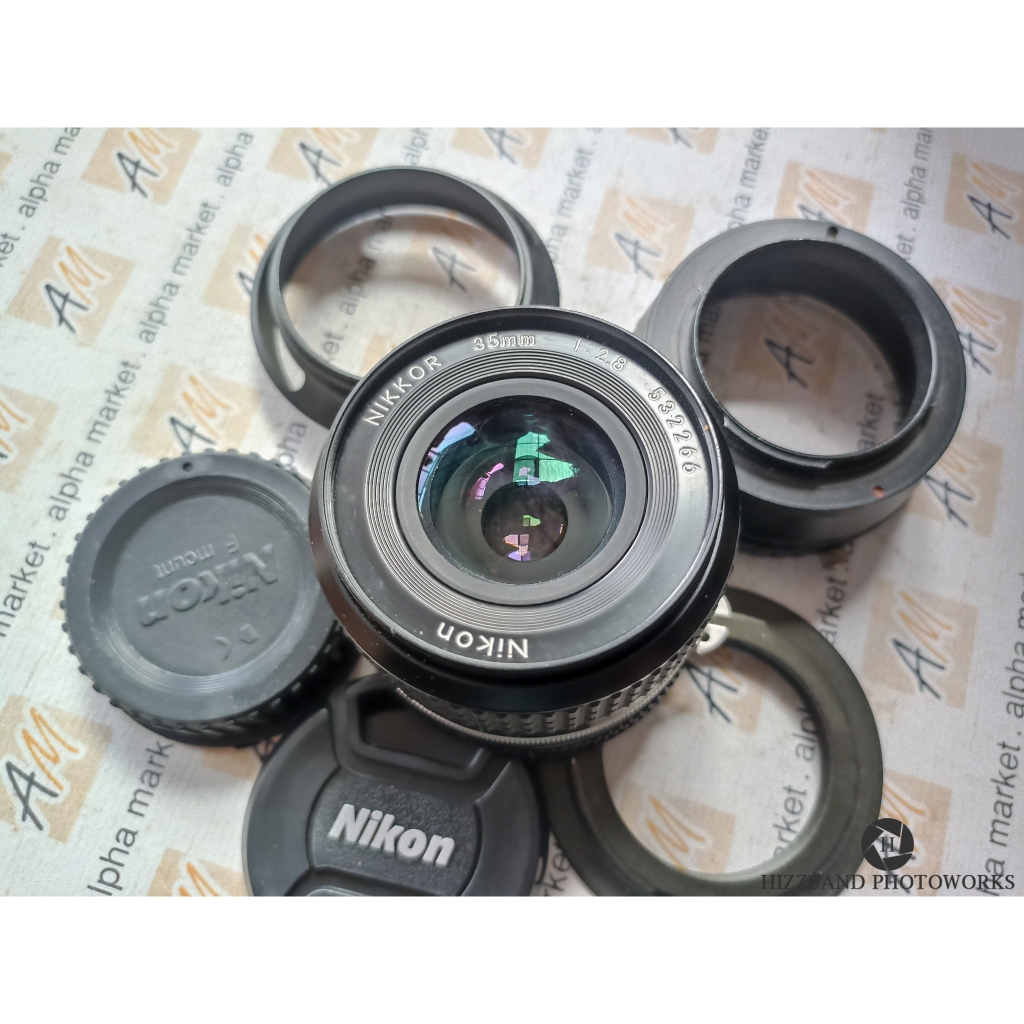 SMOOTH Manual Lens Fixed Wide Nikon Nikkor AIS 35mm f2.8 SHARP BOKEH AI AI-S Canon EOS M Nikon Z Pentax sony Nex Alpha Fujifilm Fuji Fx Olympus OMD OM-D Pen EP EP-L EP-M Lumix G GX GH GF m4/3 MFT Xiaomi Blackmagic Pocket Samsung NX