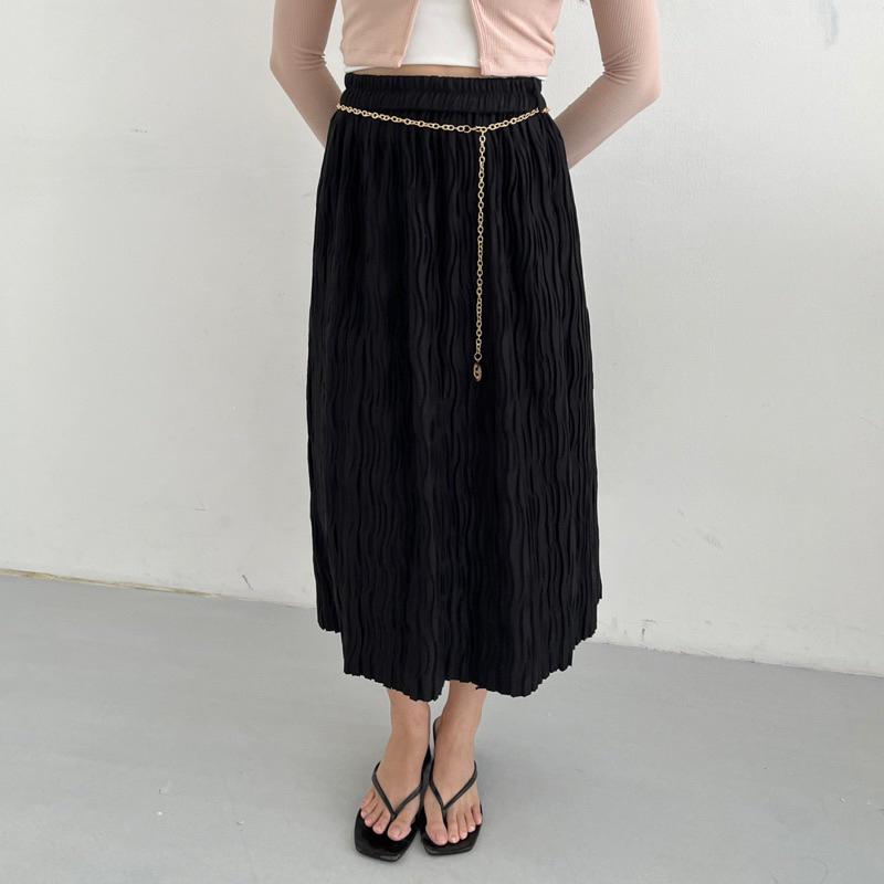 CLOTHIER | Soire Knit Skirt (FREE Chain Belt) - Premium Hijab Women's Long Knit Skirt