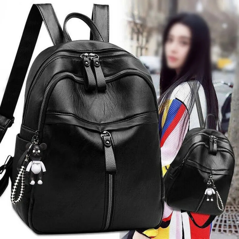 () Women's Leather Backpack Korean style Fashion Backpack Imported Women's Backpack Batam Women's Backpack Newest 2024 Women's Backpack style New Women's Backpack Korean Shoulder Women's School College Backpack Bacpeck Backpack