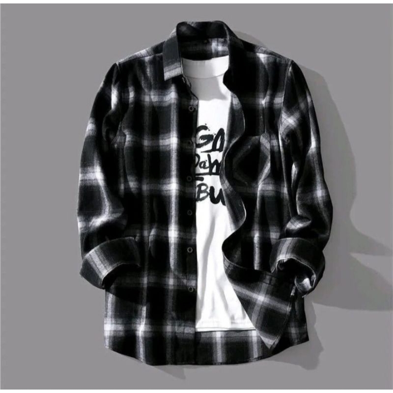 KEMEJA JUMBO FLANEL SHIRT ADULT FLANEL SHIRT CHILDREN'S FLANEL SHIRT LONG-SLEEVED FLANEL SHIRT