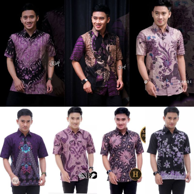 UNGU KEMEJA Purple Batik Shirt Short Sleeve Purple Batik Hem Purple Batik Shirt Uniform