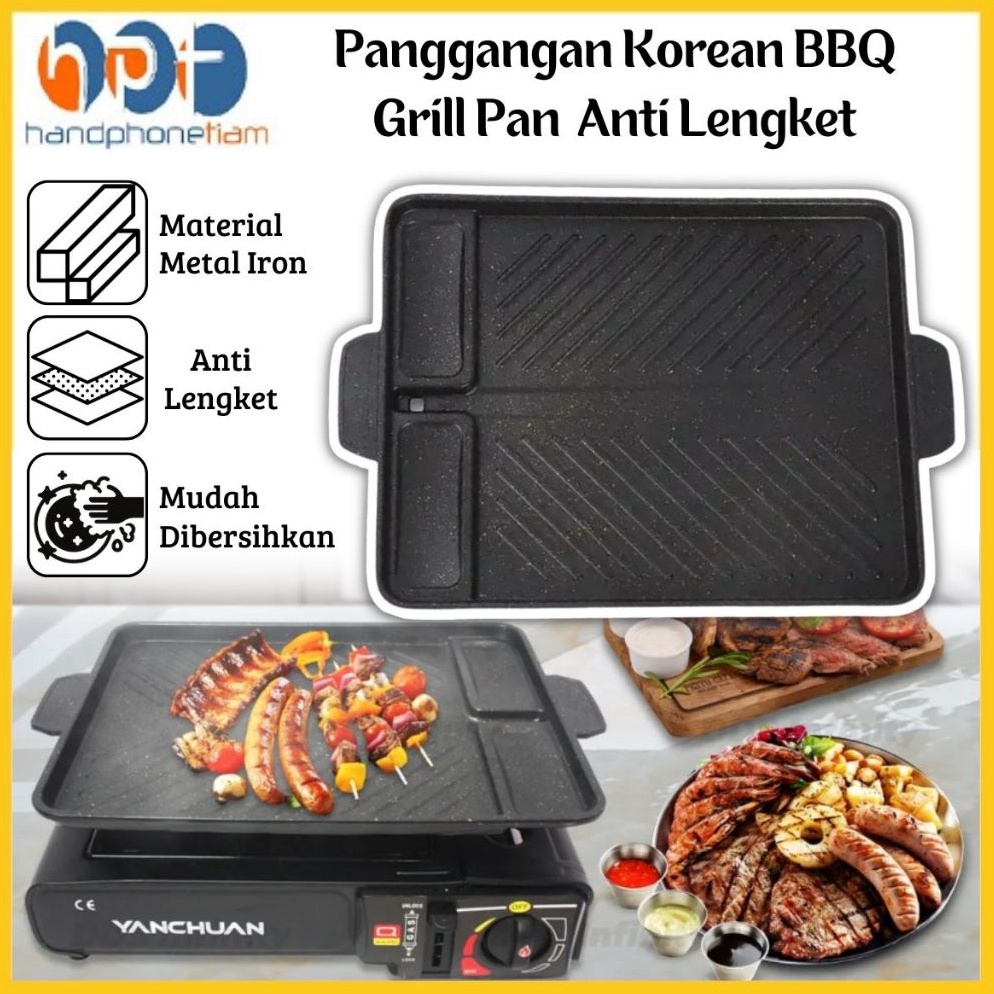 Don't miss out on ordering Korean BBQ Grills Steak Grills Meat Satay Sausage Meatballs Fish Seafood Square Grill Pan Multi-Purpose Non-Stick Portable Barbeque Pan