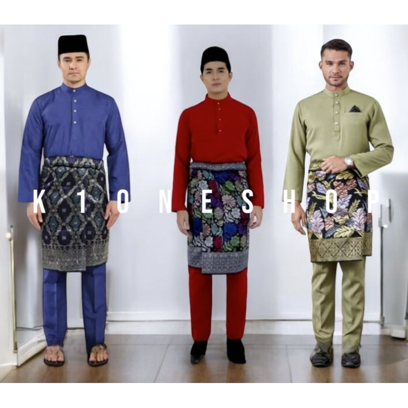 KATUN Teluk Belanga Men's Malay Shirt, Toyobo Cotton, Cekak Musang Suit Traditionalkoko - Traditional Men's Clothing Baju Melayu Lelaki