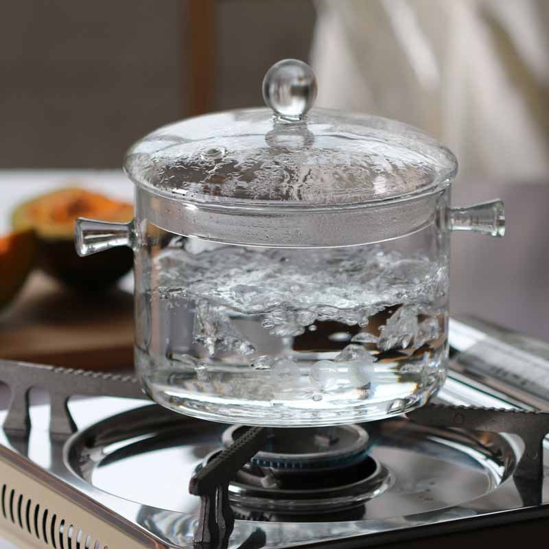 Glass Pot / glass Noodle Soup Pot / Strong Aesthetic Pot / transparent glass Pot borosilicate glass Soup cooking Pot / heat resistant glass cooking Pot / heat resistant glass cooking Pot Transparent Stewing Soup Pot /