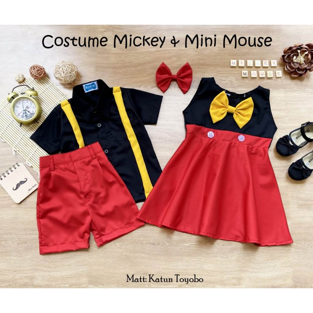 BAJUNIK_PRODUSENKIDS' CLOTHES MICKEY MOUSE SUIT MINI MOUSE DRESS/ COUPLE COSTUME/ CHILDREN'S CHARACTER CLOTHES/ COSTUME PHOTOSHOOT BABY NEWBORN