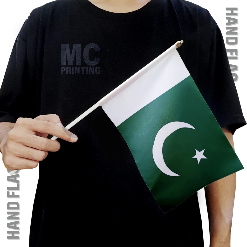 Pakistani Hand Flag - Small Mini Parade Stick Flag Taslan Waterproof Material