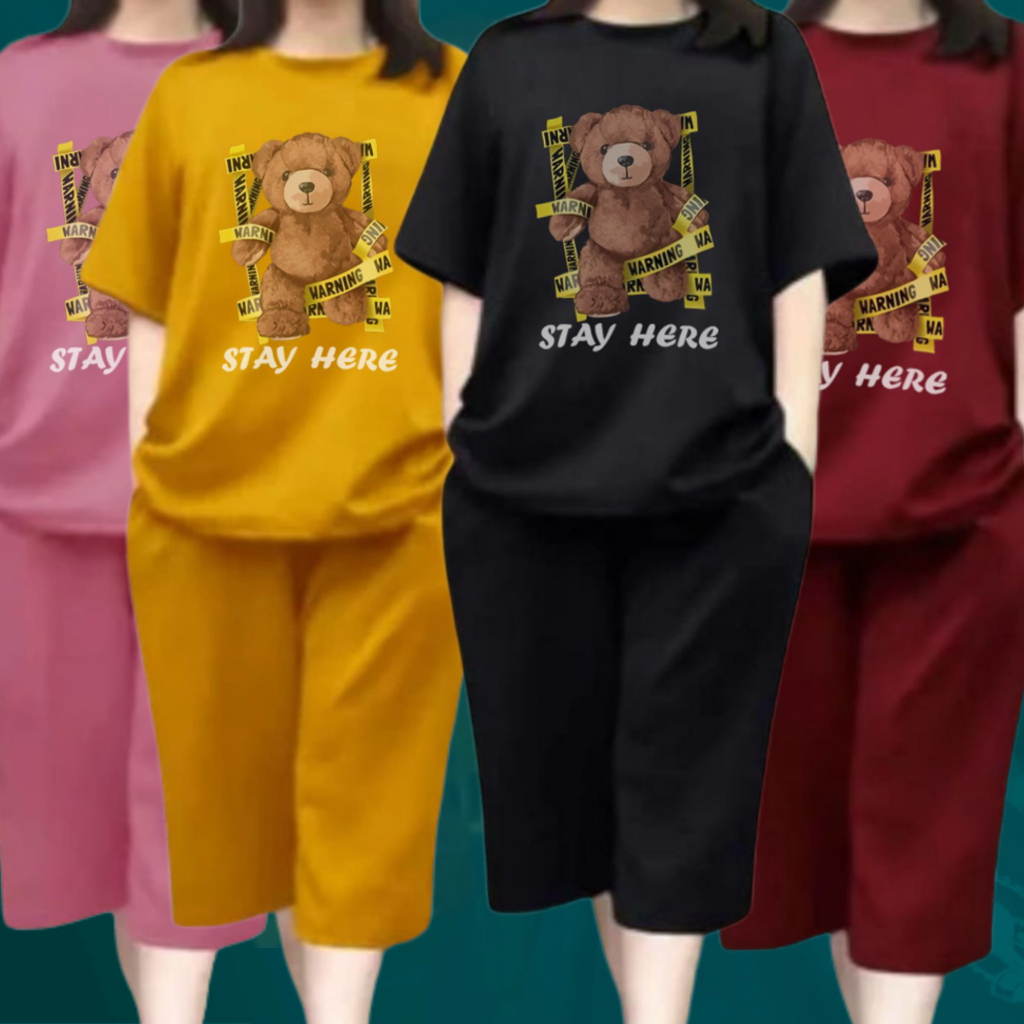 Charyatink - WHOLESALE 3/4 Culottes Pants Set Women's Adult Clothes DTF Screen Printing Size ML XL JUMBO