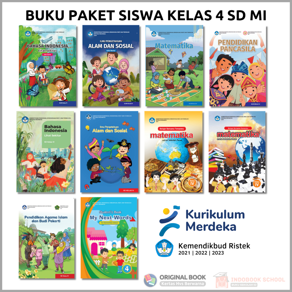 MATA Package Book Of 4th Grade Students To MI Independent Curriculum Learning The Basic School Curmer Of Subjects PKN,PAI,MTK, IPA, IPS,IPAS, Pancasila, Islamic Religion, BHS Indonesia, English, Mathematics Volume 1 2 Ministry Of Education Education Educa